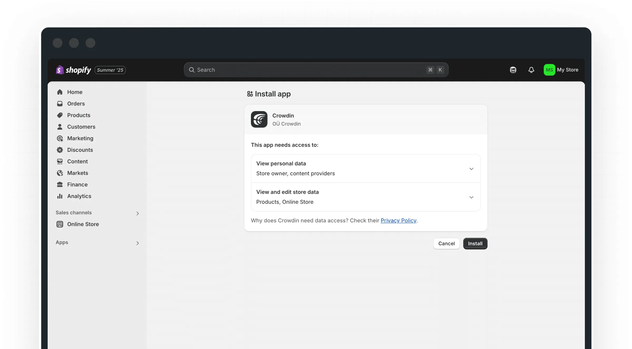 Connect Crowdin and Shopify